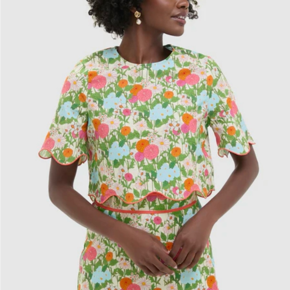 Multi Green Begonia Floral Ezra Blouse